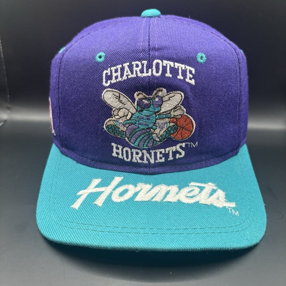 Vintage Charlotte Hornets NBA Sports Specialties Snapback Wool Brim Script Hat